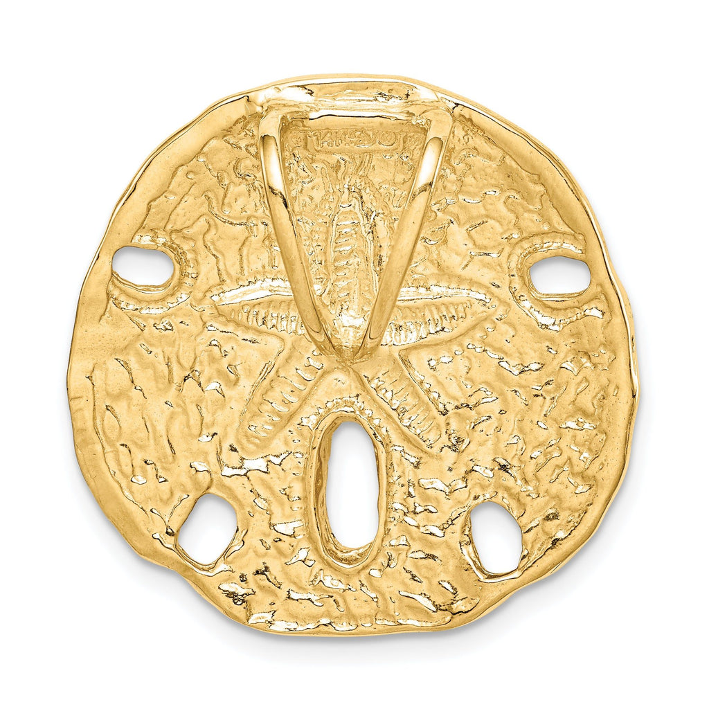 14K Gold Polished Sand Dollar Slide Pendant Fits 8mm Omega