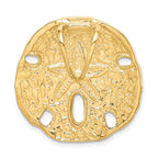 14K Gold Polished Sand Dollar Slide Pendant Fits 8mm Omega