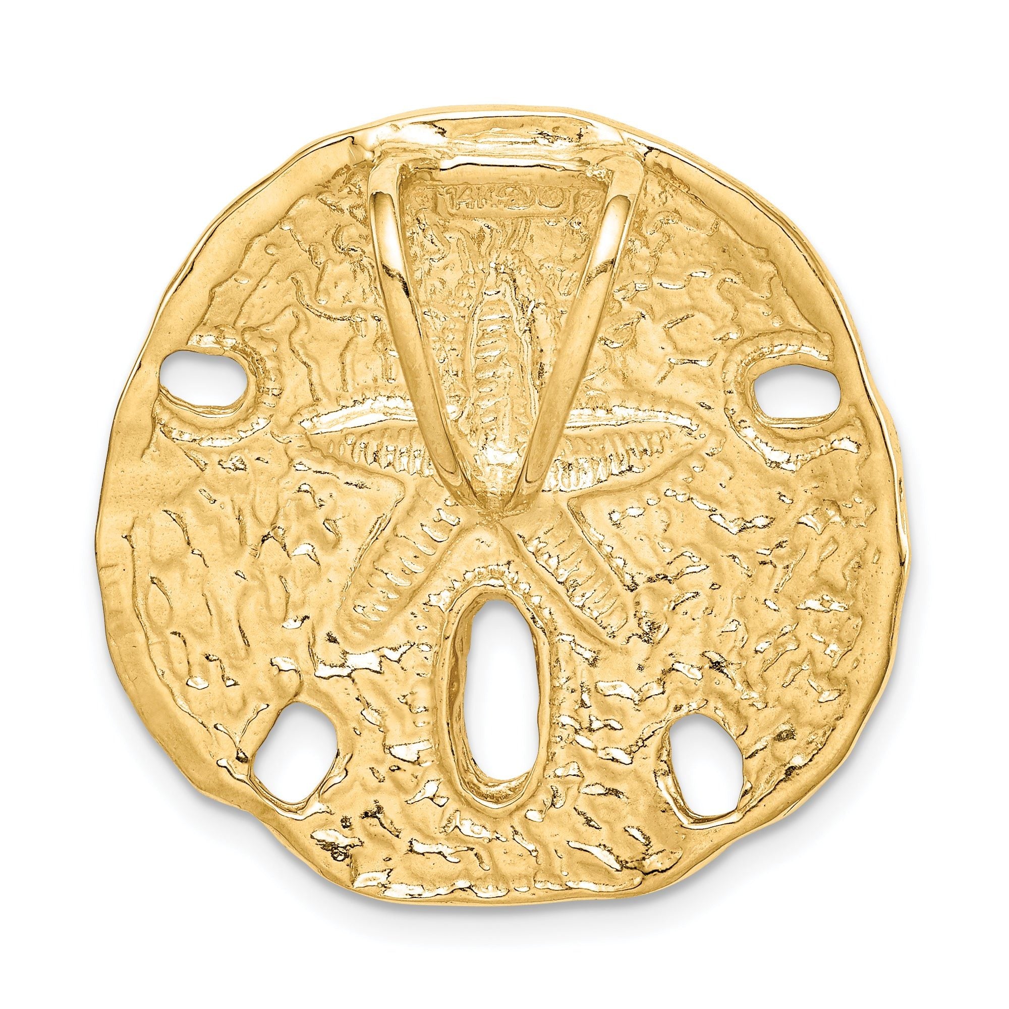 14K Gold Polished Sand Dollar Slide Pendant Fits 8mm Omega