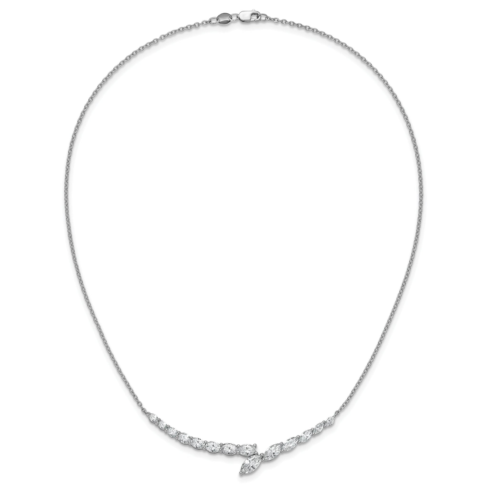 14k White Gold 4 carat Lab Grown Diamond VS/SI+ G+ Complete 16 inch Fashion Bar Necklace