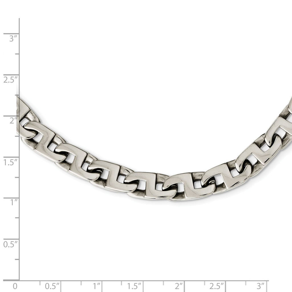Sophia Jewelers Men's Polished Stainless Steel 24 Square Link Necklace