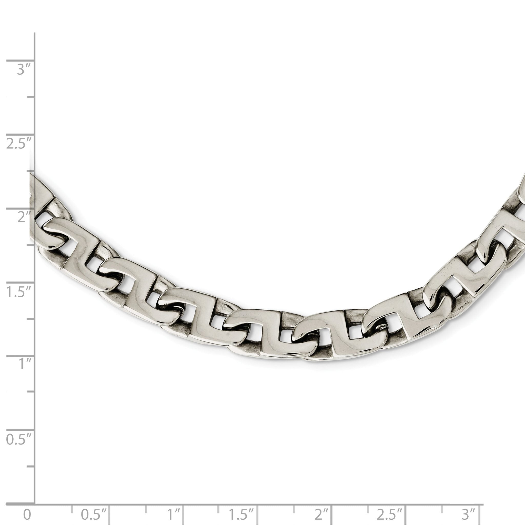 Sophia Jewelers Men's Polished Stainless Steel 24 Square Link Necklace