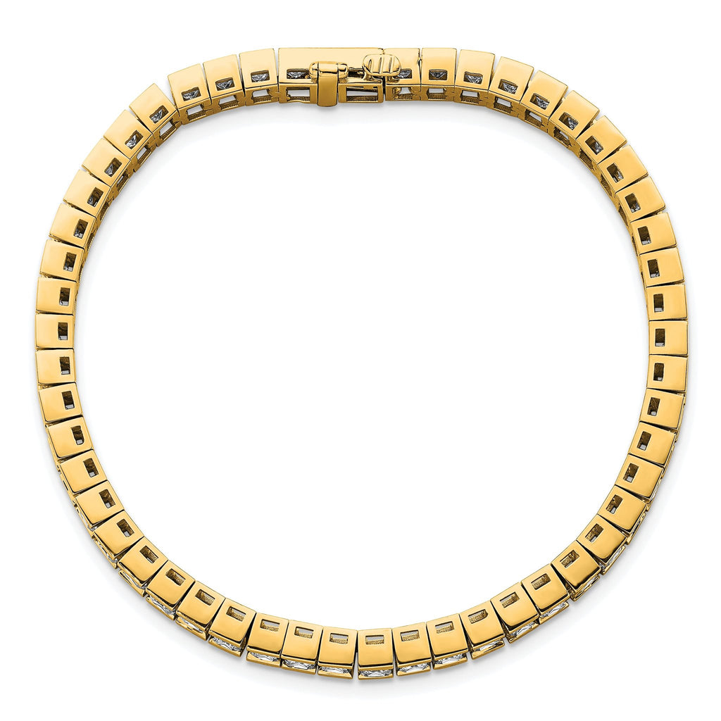 14k 10 carat Lab Grown Diamond VS+ F+ Complete Princess Bezel Set Tennis Bracelet