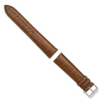 18mm Havana Matte Long Genuine Alligator Chrono Leather with Silver-tone Buckle 8.5 inch Watch Band