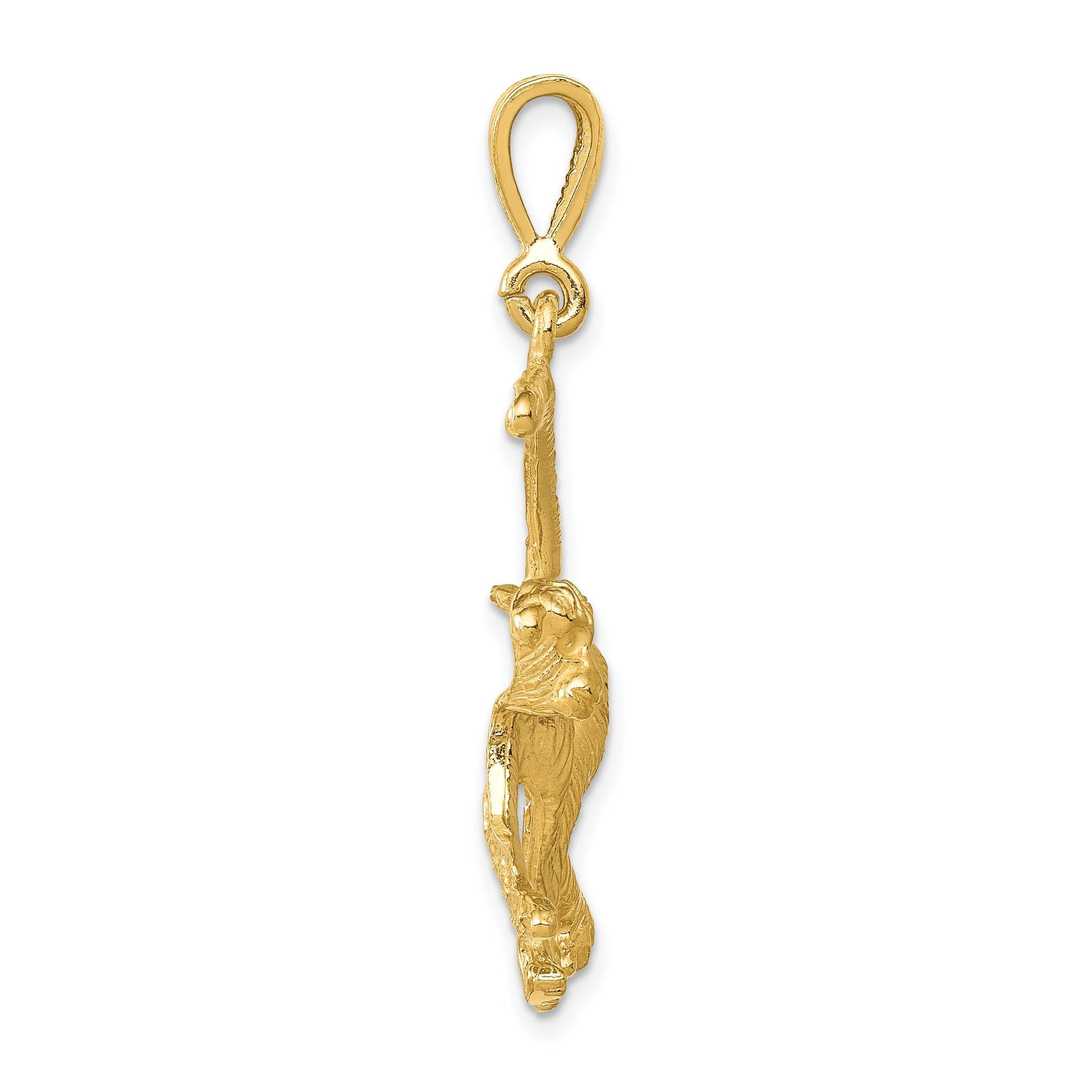 14K Gold Men's Monkey Charm Pendant Elegant Themed Jewelry