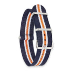 Striped Ballistic Nylon Watch Band in Navy, Orange & White, 22mm