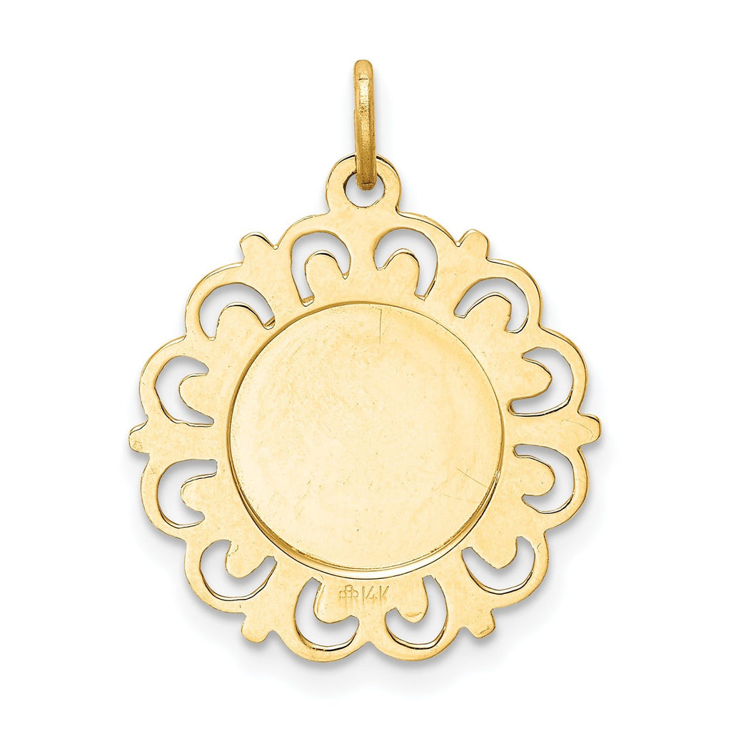 14K Gold Our Lady of Sorrows Medal Pendant, Polished & Solid