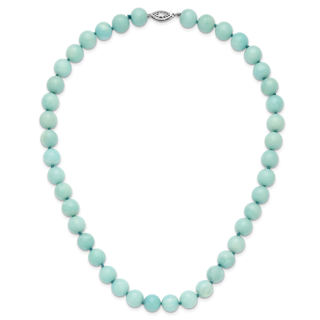10-10.5mm Smooth Beaded Amazonite Necklace With Sterling S.RH Clasp