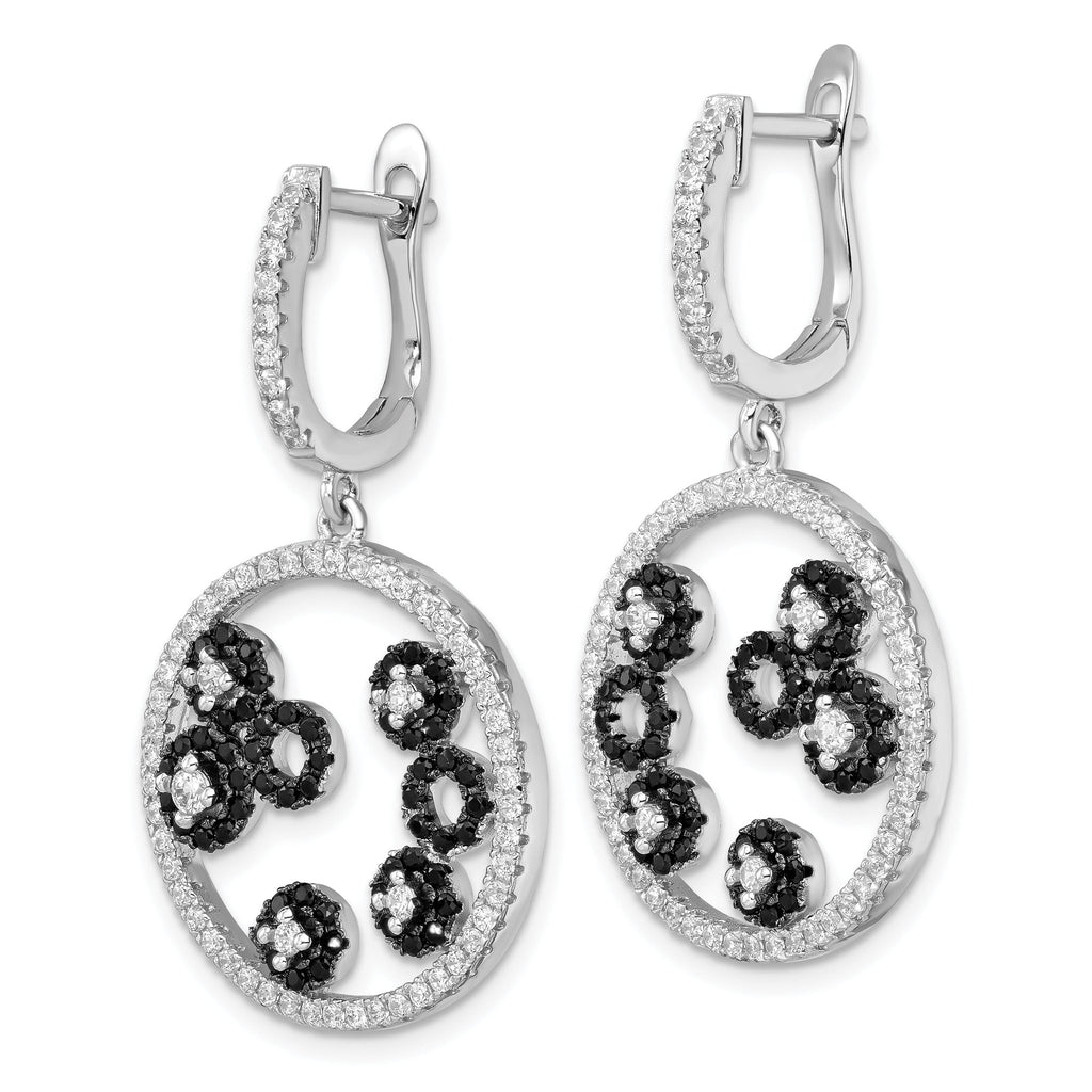 Sophia Jewelers Sterling Silver CZ Dangle Earrings in Black & White