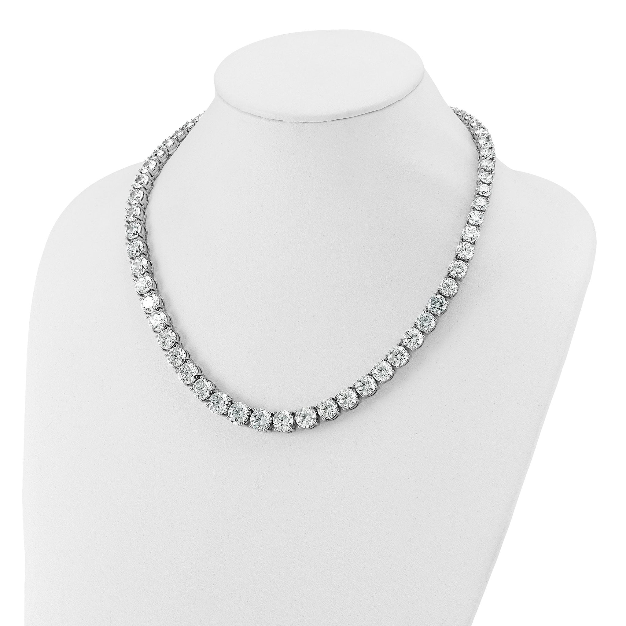 14k White Gold 100 3/4 carat Lab Grown Diamond VS+ F+ Complete Round 20 inch Graduated Tennis Necklace