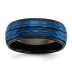 Chisel Stainless Steel Brushed and Polished Black and Blue IP-plated 8mm Band