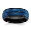 Chisel Stainless Steel Brushed and Polished Black and Blue IP-plated 8mm Band