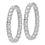 Sterling Shimmer Sterling Silver Rhodium-plated 5.25mm CZ 38 Stone Oval In and Out Hinged Hoop Earrings