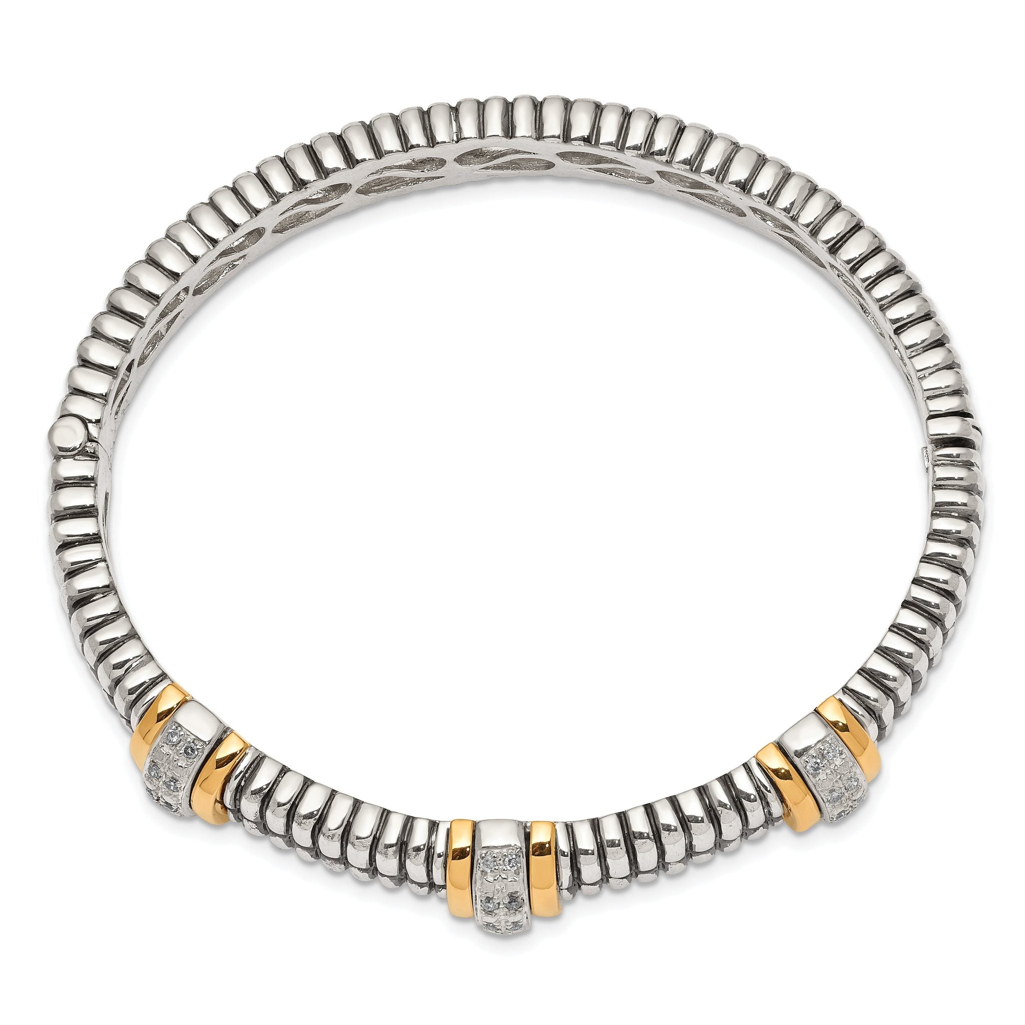 Sophia Jewelers Sterling Silver 14K Gold Accent Diamond Bangle for Women Secondary image