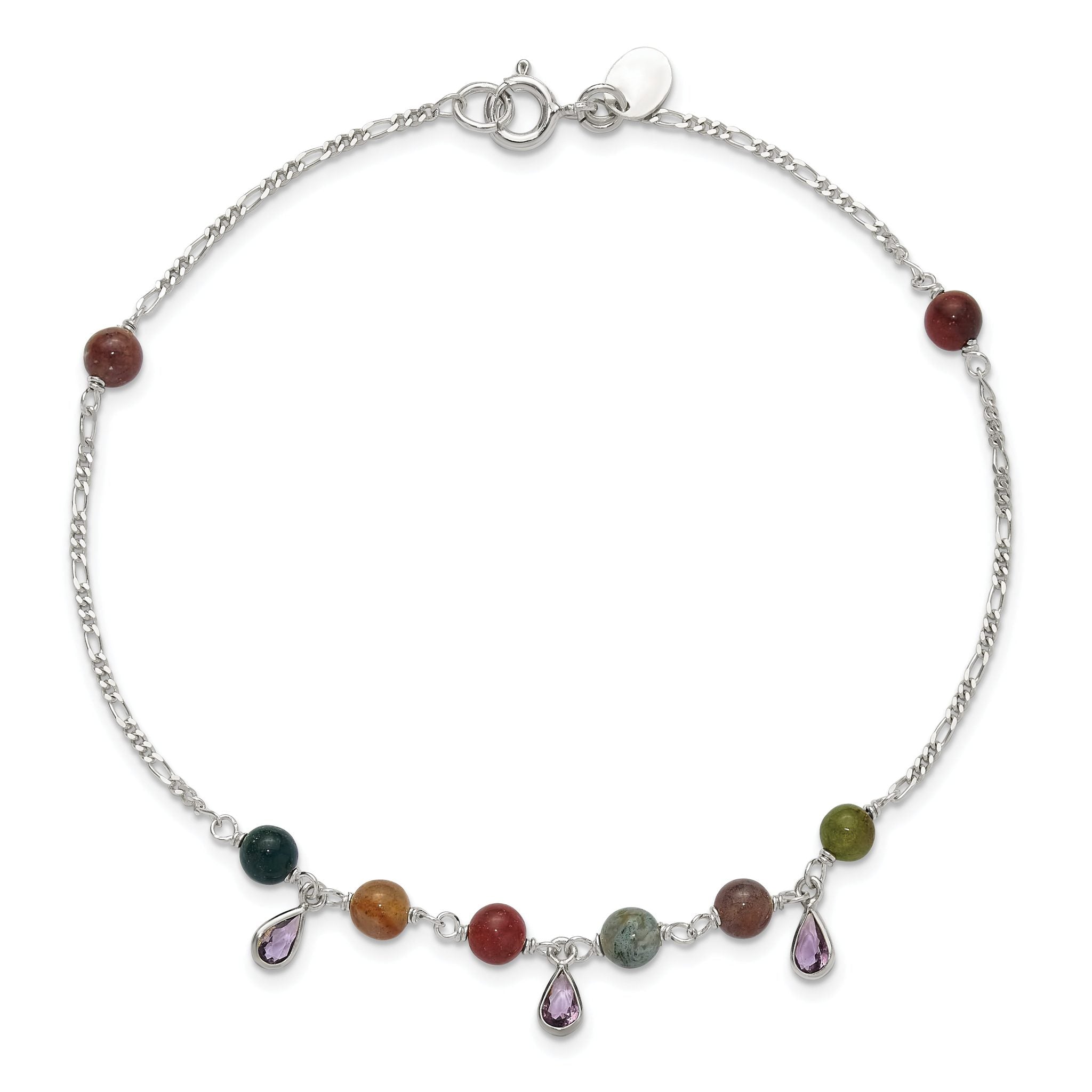 Sterling Silver Fancy Jasper Anklet Bracelet