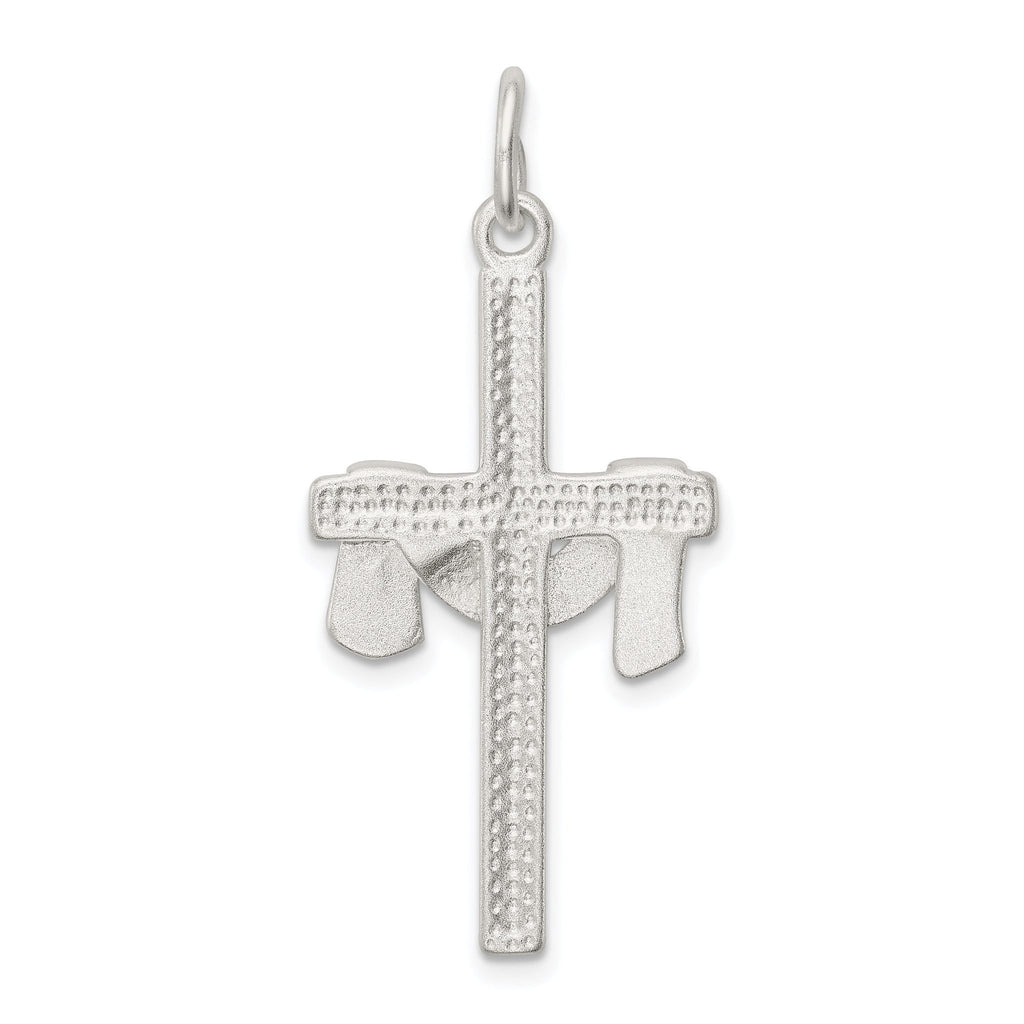 Sterling Silver 925 Draped Cross Charm with Polished Anti-Tarnish Finish