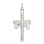 Sterling Silver 925 Draped Cross Charm with Polished Anti-Tarnish Finish