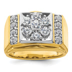 14k Two Tone 1 3/4 carat Lab Grown Diamond VS/SI+ G+ Complete Men's Polished and Satin Cluster Ring