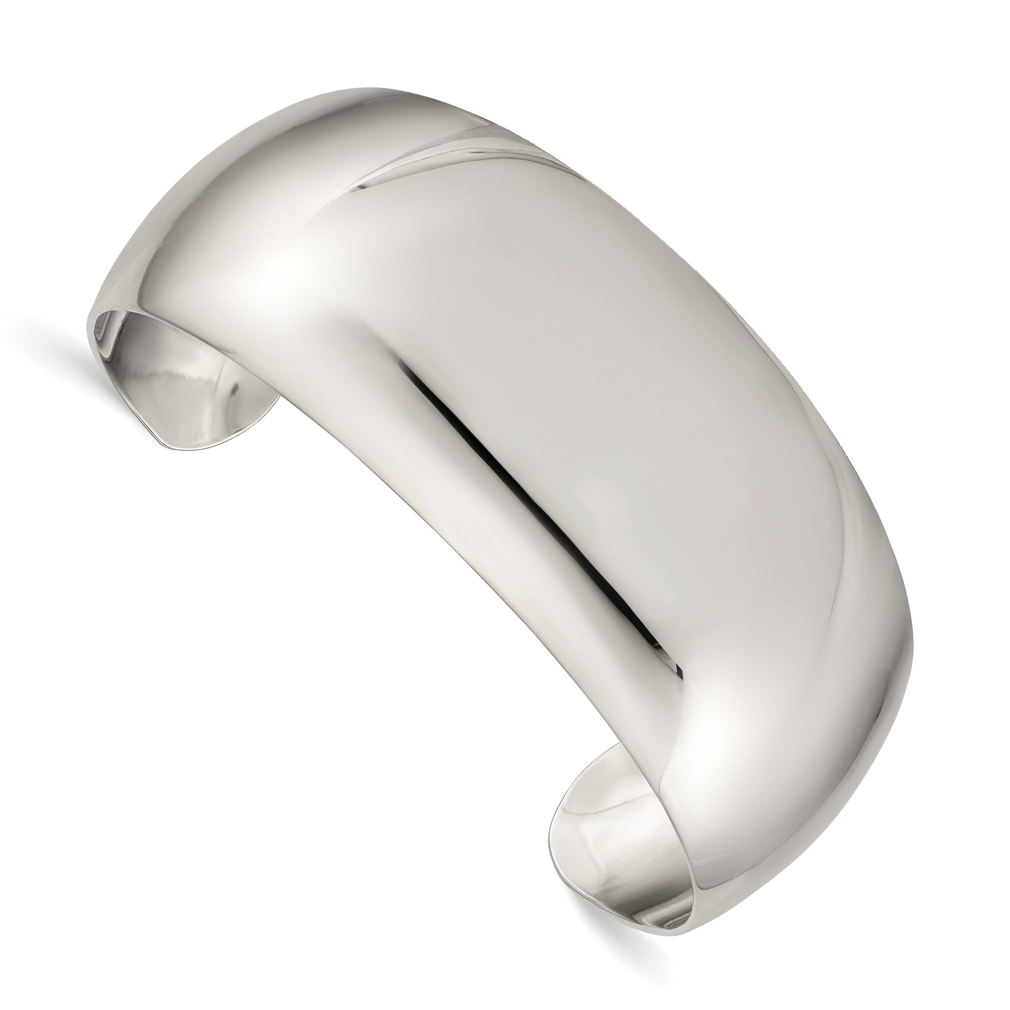 Sterling Silver 925 Women's Polished Engravable Cuff Bangle Bracelet
