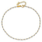 14K Two-tone Chain with Mirror Beads 9 inch Plus 1 inch Extender - Total 10 inch Anklet