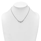 Sterling Silver Rhodium-plated Puffed Mariner Center with Side CZs 16 inch with 2 inch Extender Necklace