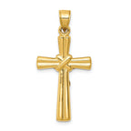 14K Gold Reversible Crucifix Pendant with Polished Finish Hollow Design
