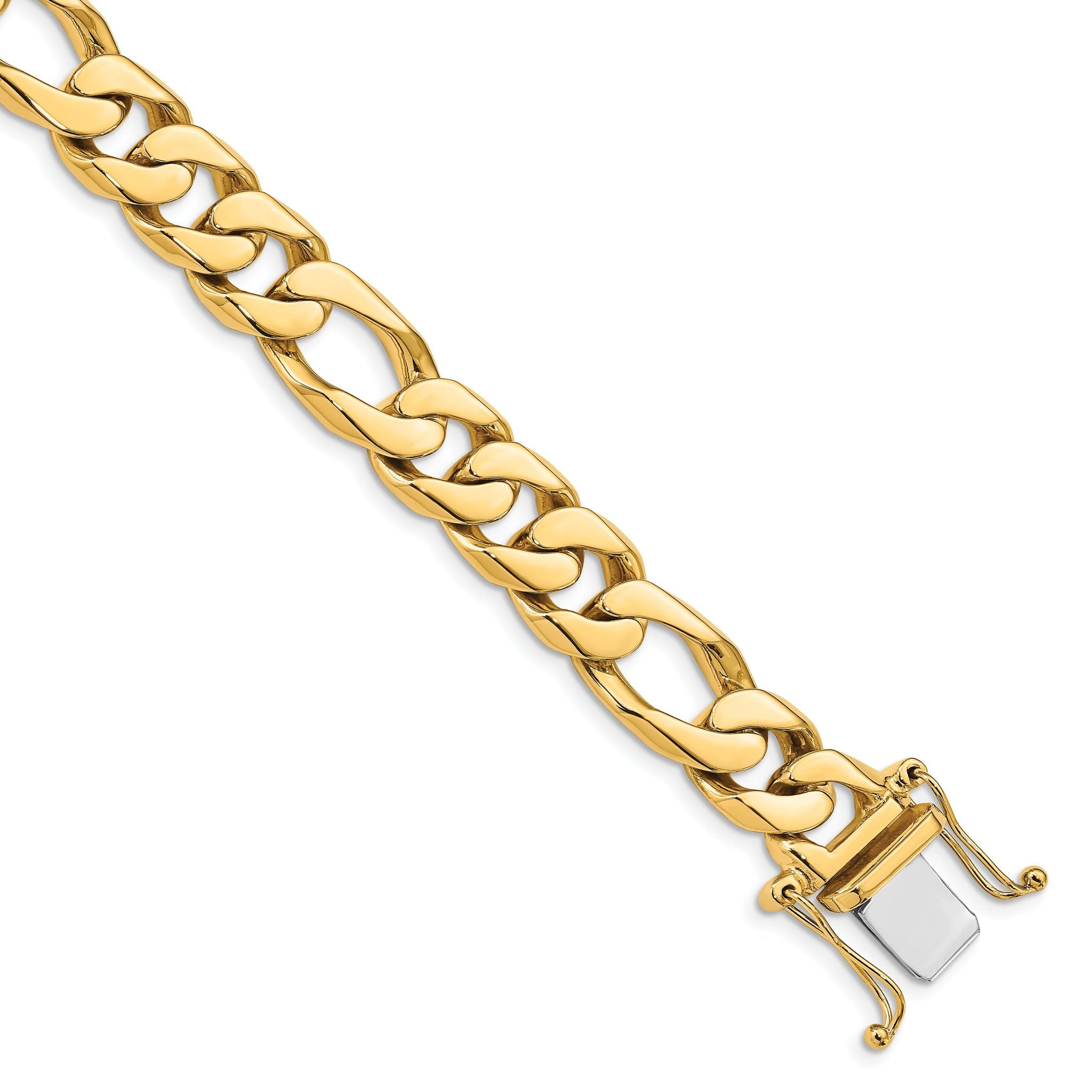 14K 18inch 10mm Hand Polished Figaro Link with Box Catch Clasp Chain