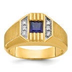 14k Mens Square Gemstone and Diamond Satin Ring Mounting, Mounting Only