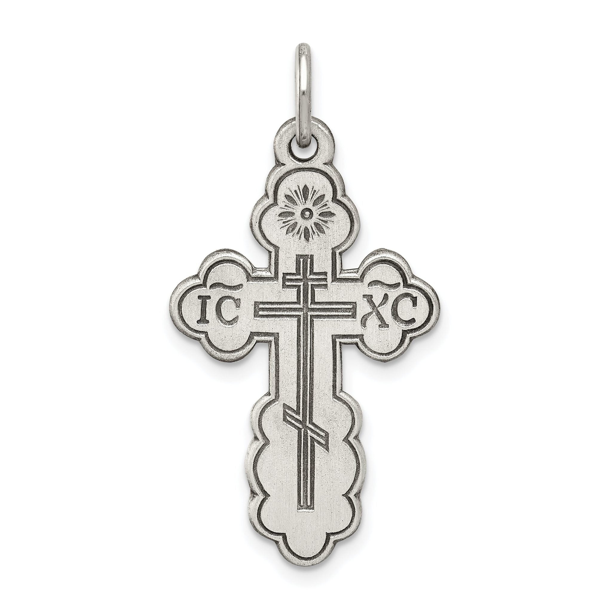 Sophia Jewelers 925 Sterling Silver Orthodox Cross Charm with Polished Finish