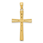 14K Gold Reversible Satin Diamond-Cut Cross Pendant by Sophia Jewelers