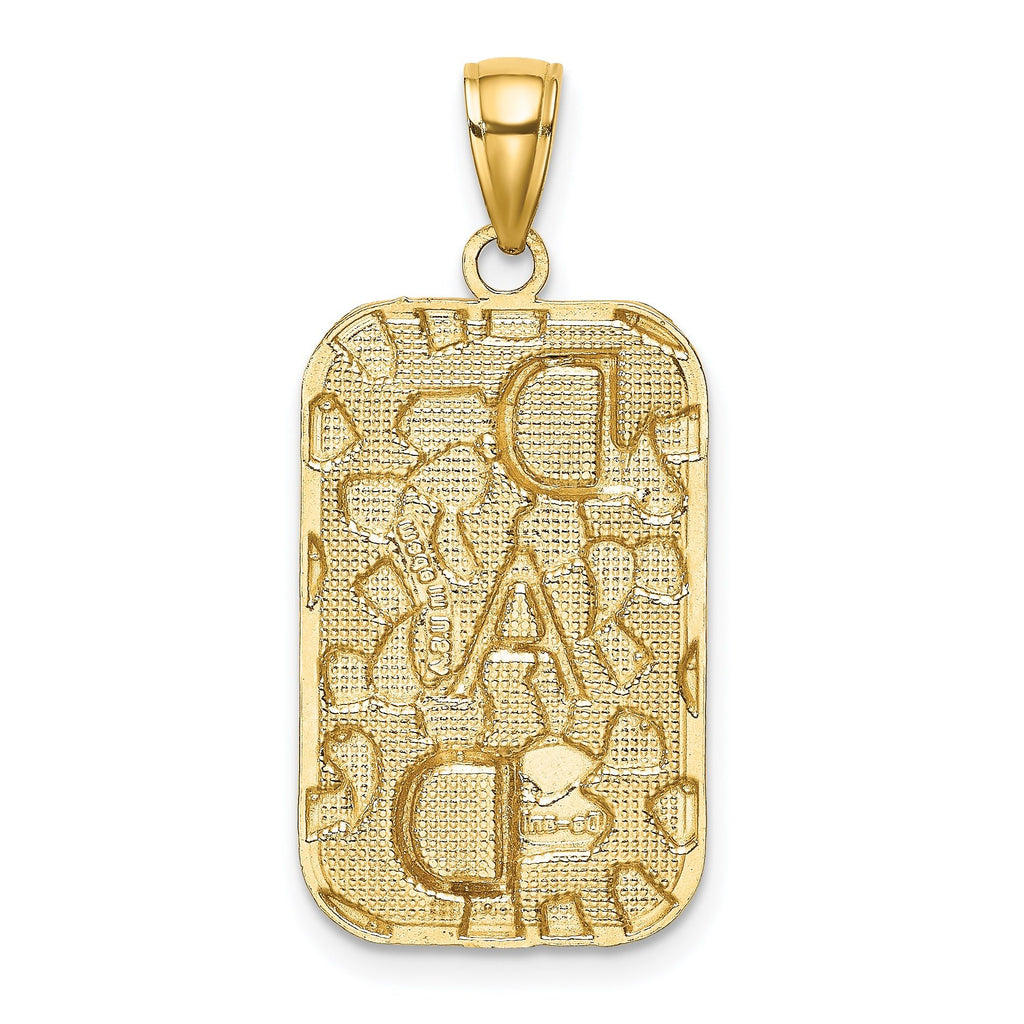 10K DAD Gold Nugget Dog Tag Pendant