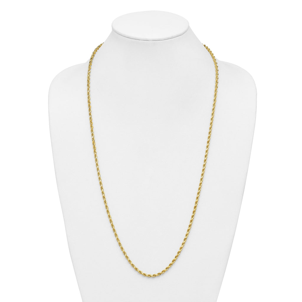 14K 7 inch 3.75mm Diamond-cut Rope with Lobster Clasp Chain