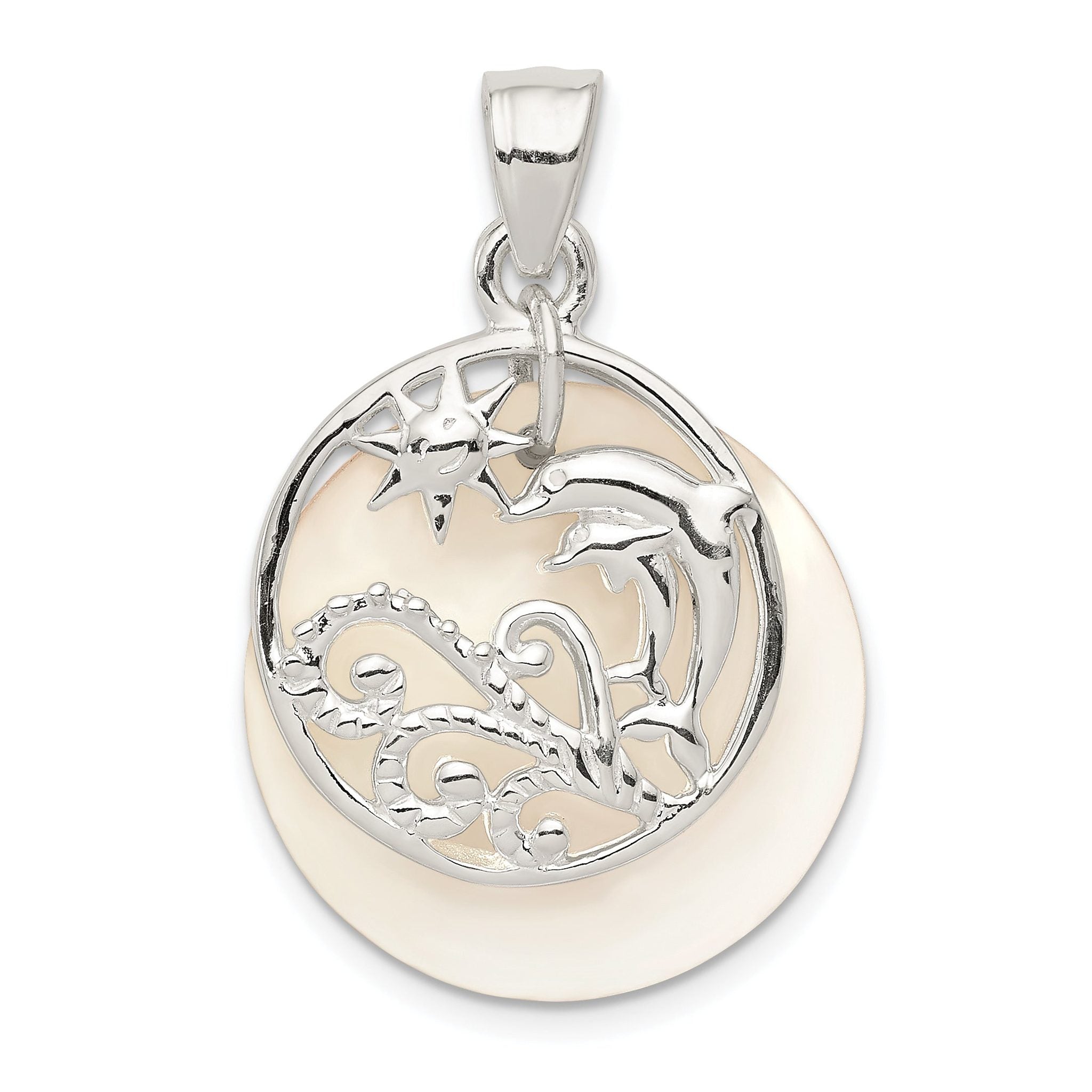 Sterling Silver 925 Dolphin Pendant with Mother of Pearl Elegance Main image