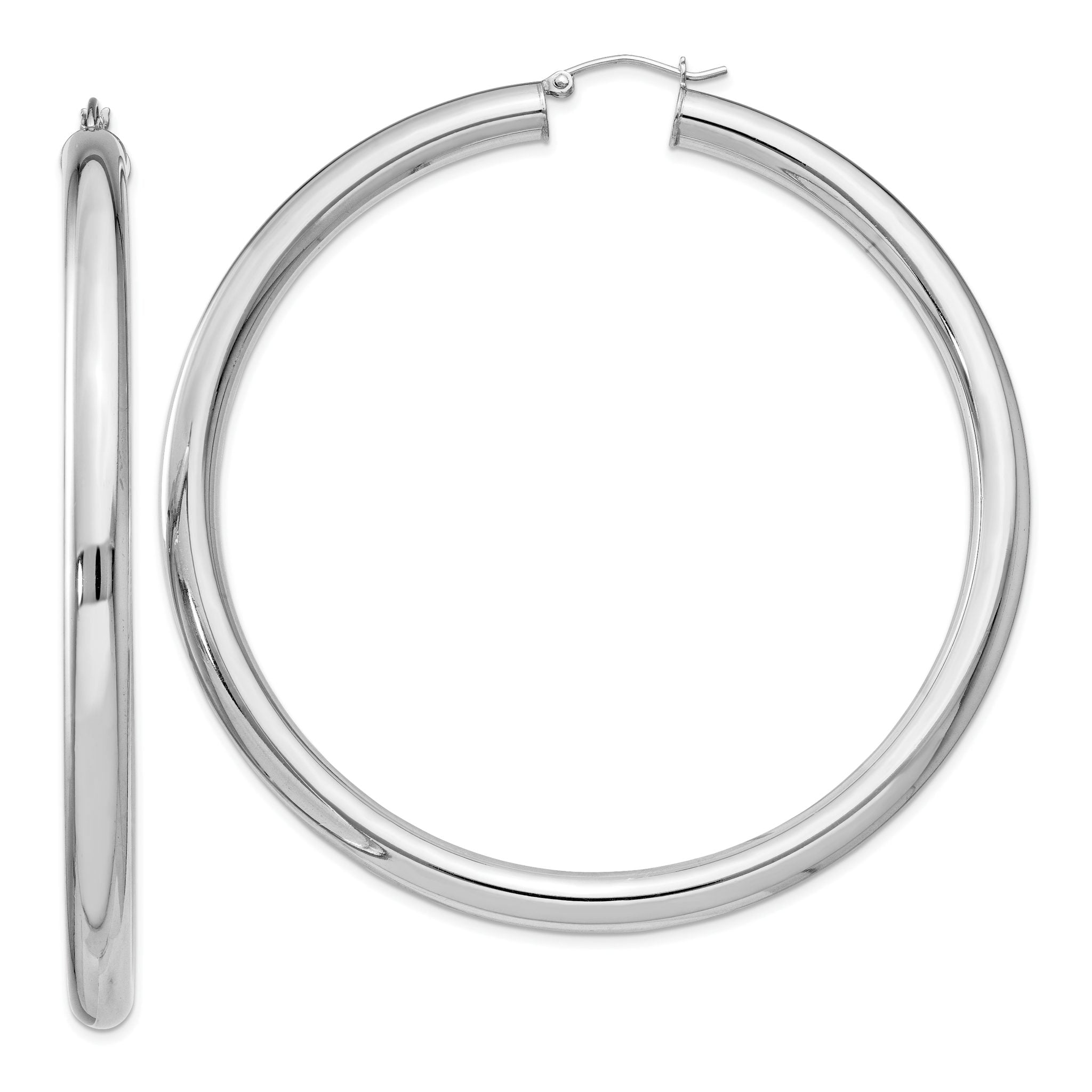 Sterling Silver Rhodium-plated 5mm Round Hoop Earrings Main image