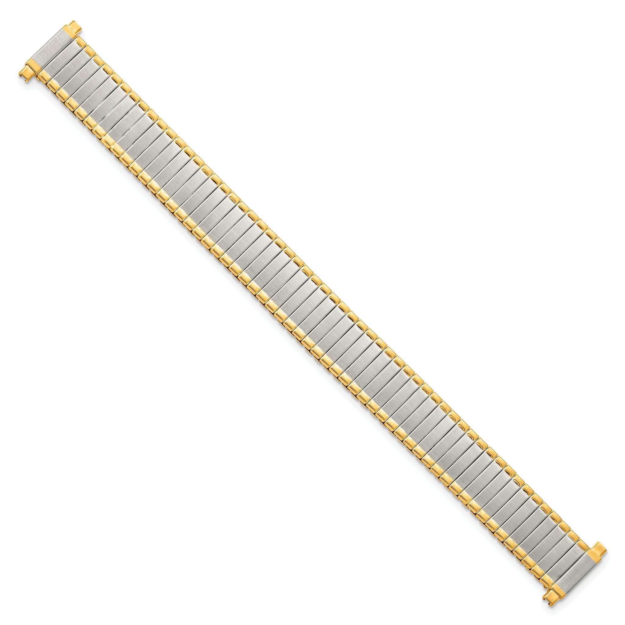 12-16mm Ladies Satin and Polished Two-tone Thin-Flexo Link 6 inch Watch Band Secondary image