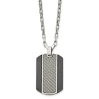 Stainless Steel Brushed & Polished Black IP Grey CarbonFiber Inlay Necklace