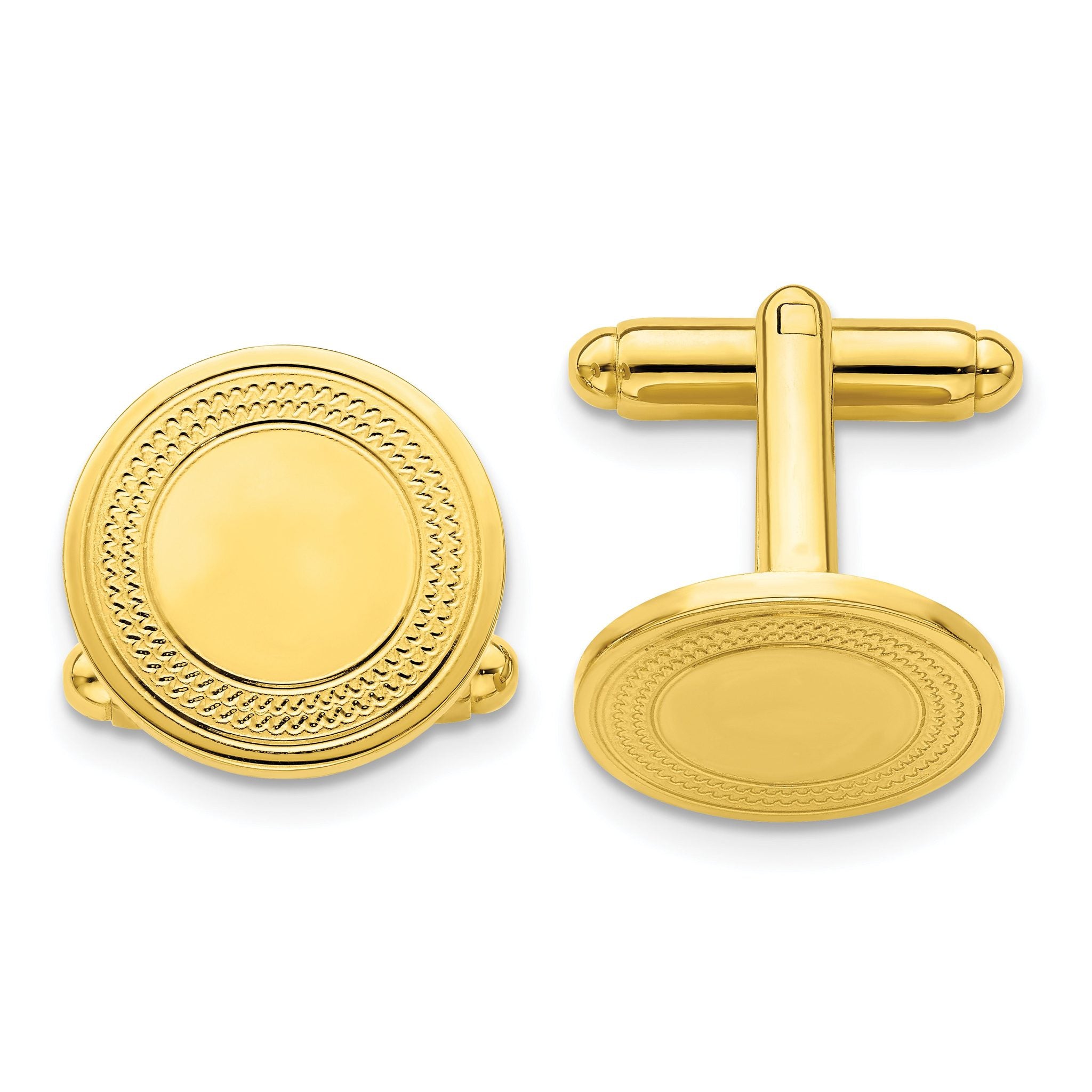 Gold-Plated Round Cuff Links by Kelly Waters Main image