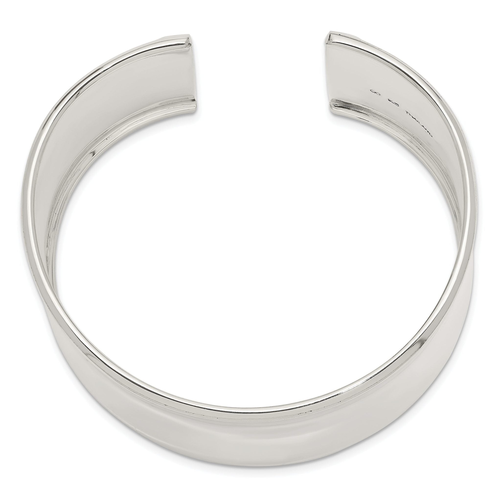 Sterling Silver 925 Polished Cuff Bracelet with Engravable Feature Secondary image