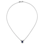 14k White Gold 1/2 carat Lab Grown Diamond VS/SI+ G+ and Created Sapphire Complete Three Stone 16 inch Necklace