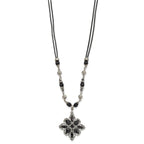 1928 Jewelry Silver-tone Link Clear Black and Hematite Crystal Faceted Beads Acrylic Stone Accented with 3 inch extension Necklace