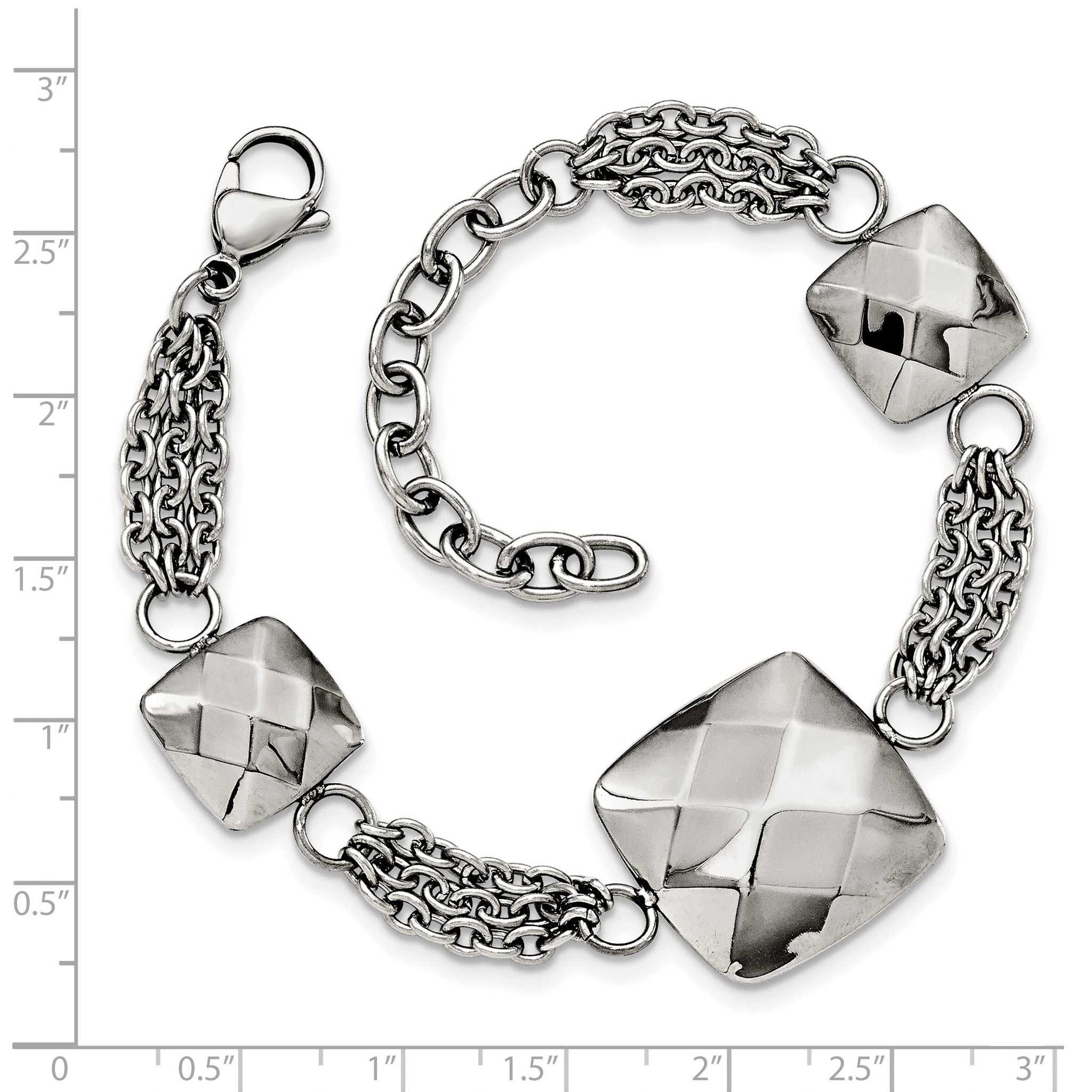 Stainless Steel Polished Hollow Squares with ext. Bracelet for Women