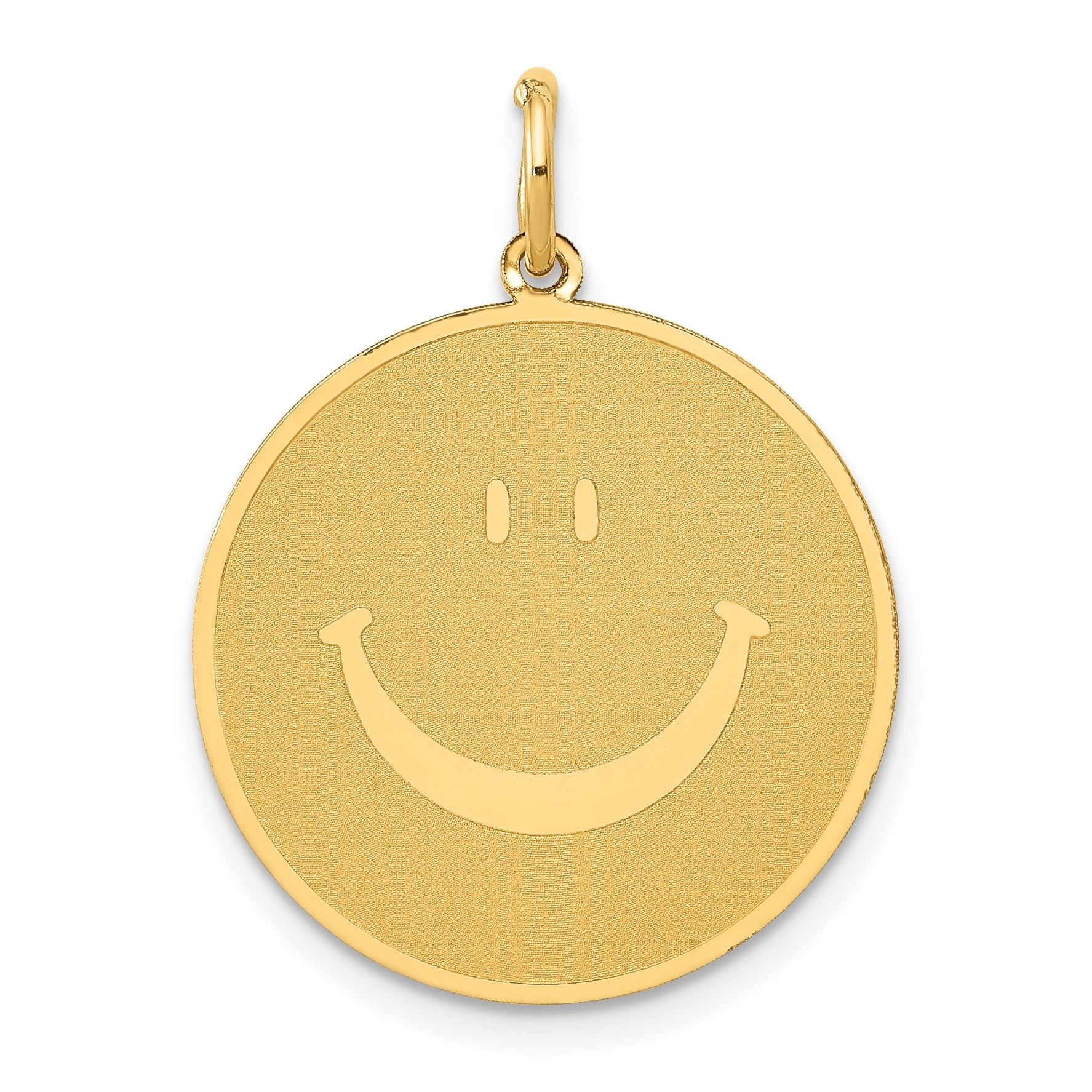 14K Solid Polished Smiley Face Pendant Main image