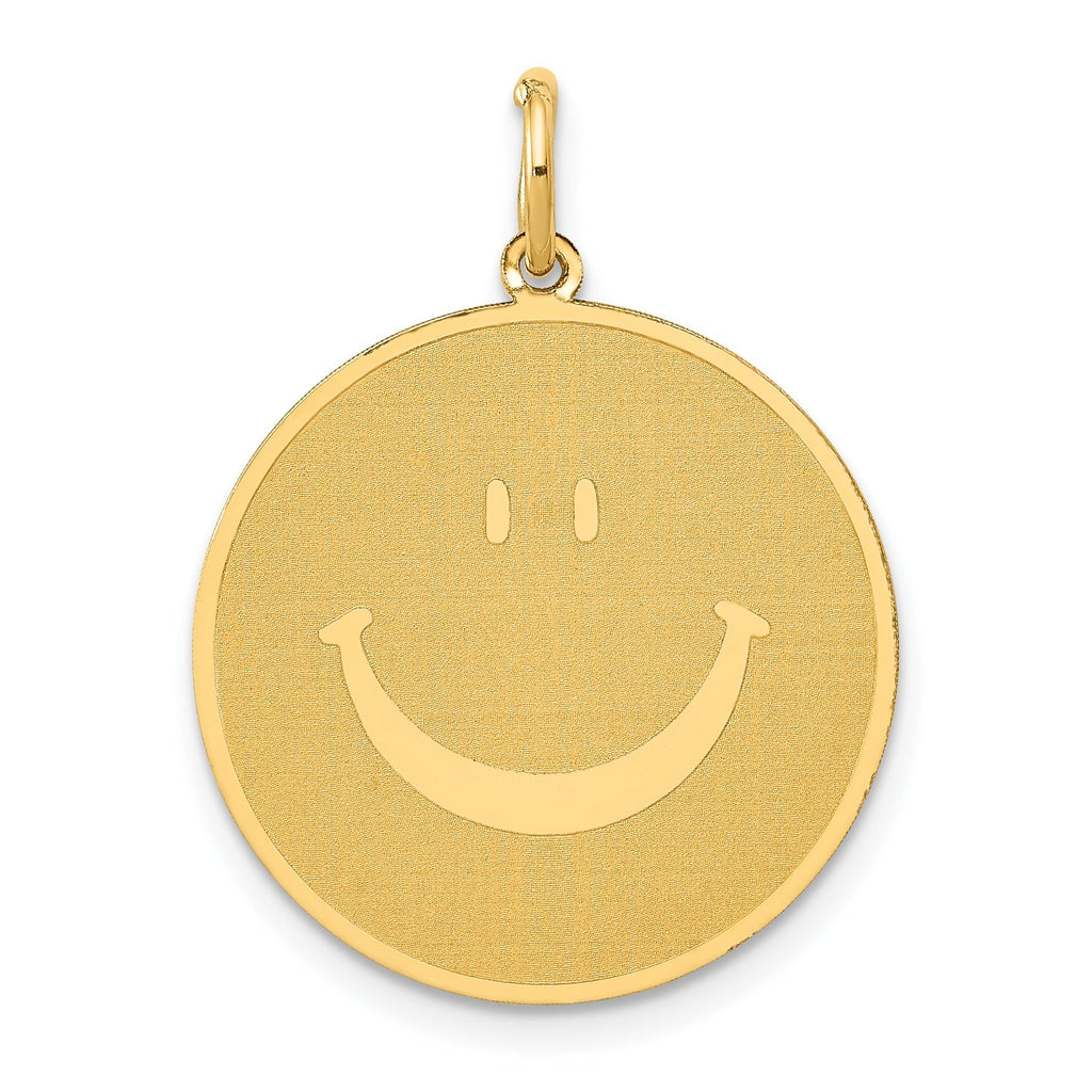 14K Solid Polished Smiley Face Pendant