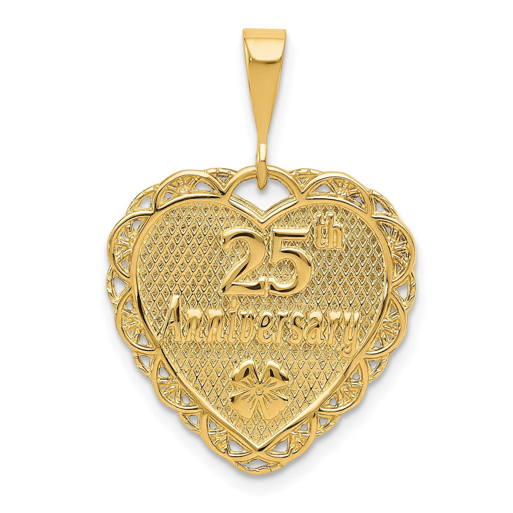 14K Gold Reversible 25th Anniversary Charm with Polished Finish