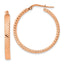 14K Rose Gold Large 3mm Patterned Hoop Earrings