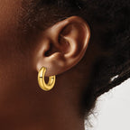 Stainless Steel Gold-Tone Polished Hinged Huggie Hoop Earrings