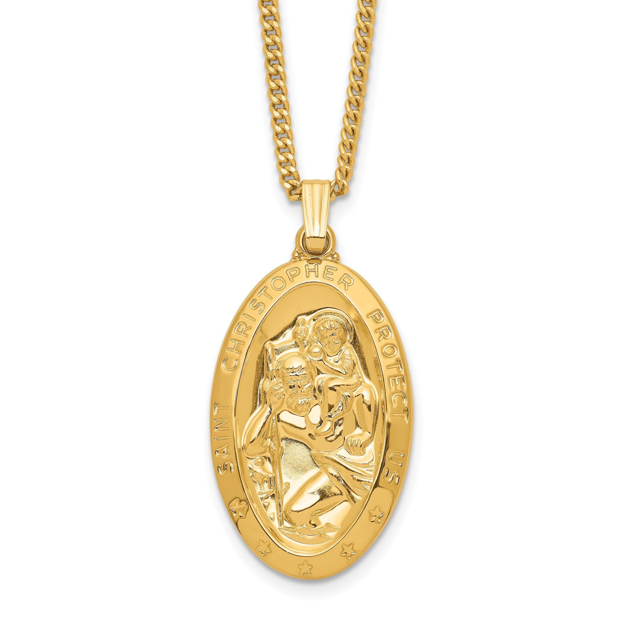Kelly Waters Gold-plated Large Oval St. Christopher Medal 24 inch Necklace Main image