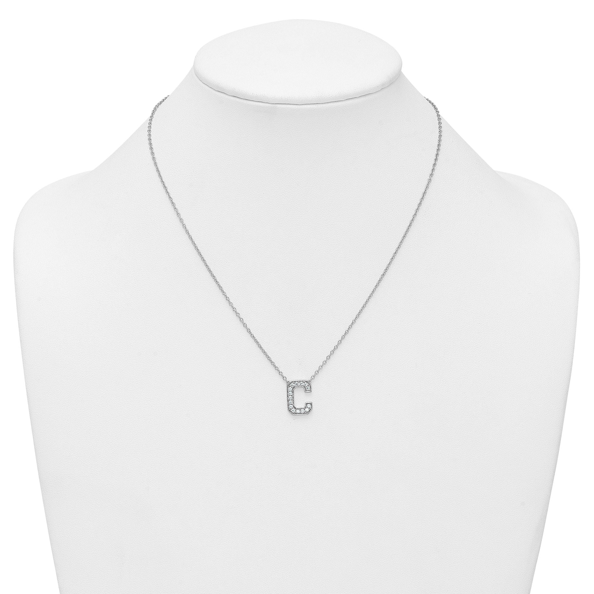 14k White Gold 1/3 carat Lab Grown Diamond VS+ F+ Complete Letter C 18 inch Initial Necklace