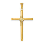 14K Gold Polished Cross Pendant with 3D Center Wrap Design