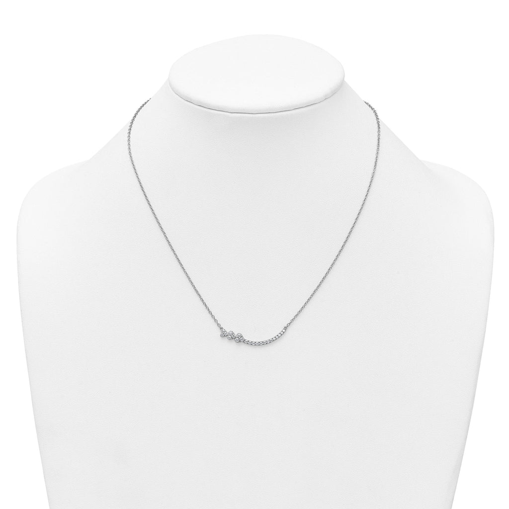 14k White Gold 3/8 carat Lab Grown Diamond VS+ F+ Complete 18 inch Fashion Hearts Bar Necklace